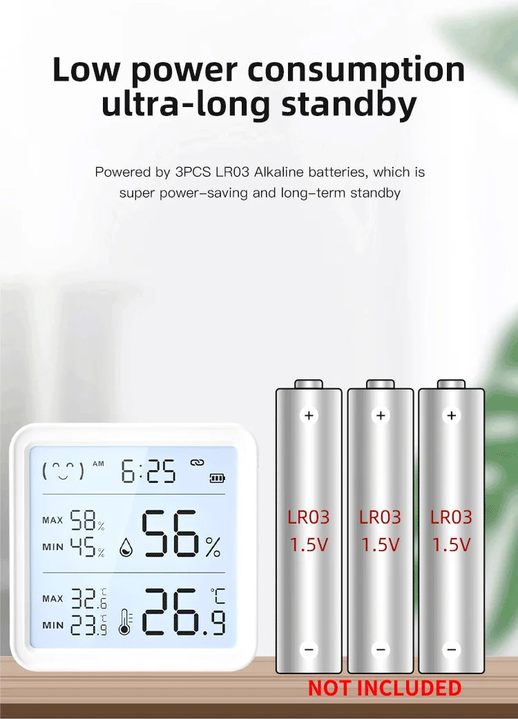 Tuya WiFi Temperature Humidity Sensor For Smart Home Backlight Hygrometer Thermometer Compatible Bluetooth APP Remote Control