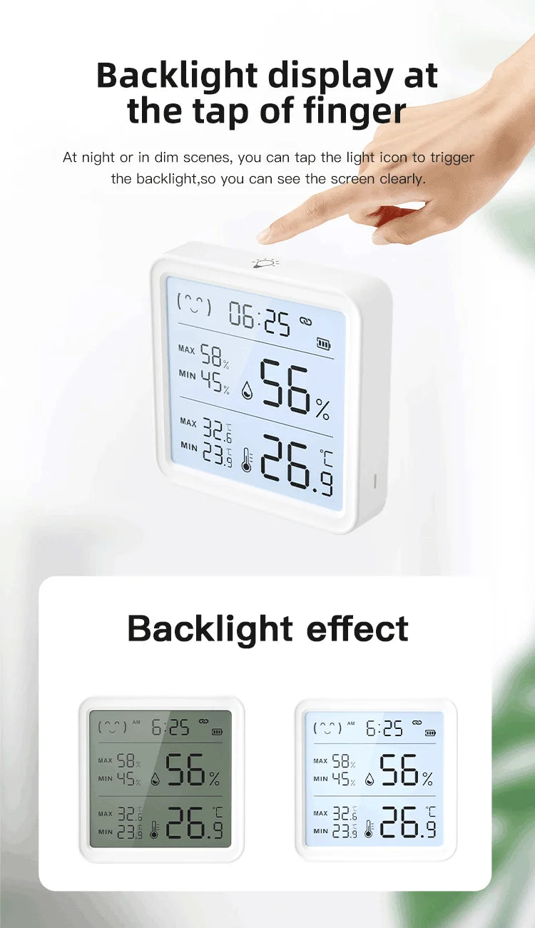 Tuya WiFi Temperature Humidity Sensor For Smart Home Backlight Hygrometer Thermometer Compatible Bluetooth APP Remote Control