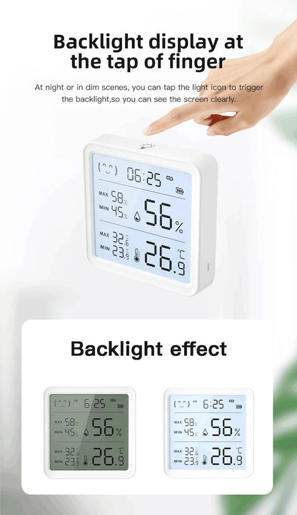 Tuya WiFi Temperature Humidity Sensor For Smart Home Backlight Hygrometer Thermometer Compatible Bluetooth APP Remote Control