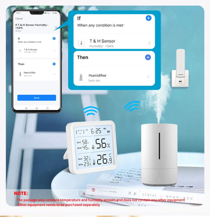 Tuya WiFi Temperature Humidity Sensor For Smart Home Backlight Hygrometer Thermometer Compatible Bluetooth APP Remote Control