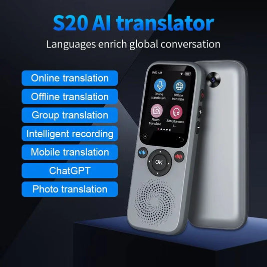 Translation Camera Device S20 Real-Time Smart AI Voice Photo Translator 138 Languages Portable Text Voice Translator