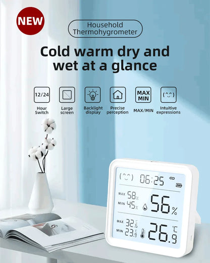 Tuya WiFi Temperature Humidity Sensor For Smart Home Backlight Hygrometer Thermometer Compatible Bluetooth APP Remote Control